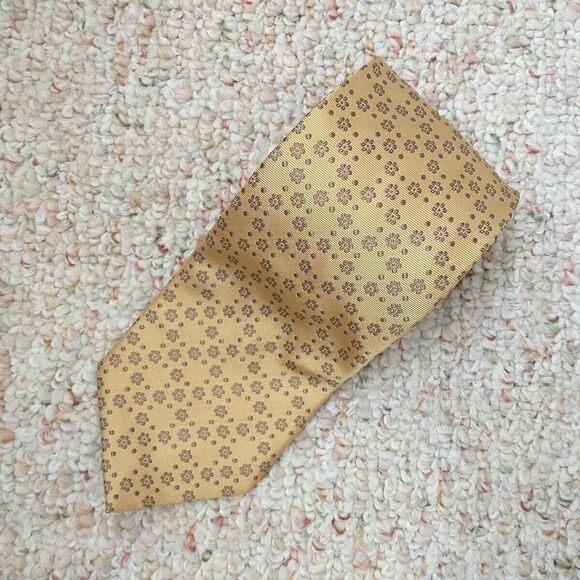 Louis Dell’olio Necktie Tie Gold Floral Silk Designer Luxury Jacquard Italy - Picture 1 of 8